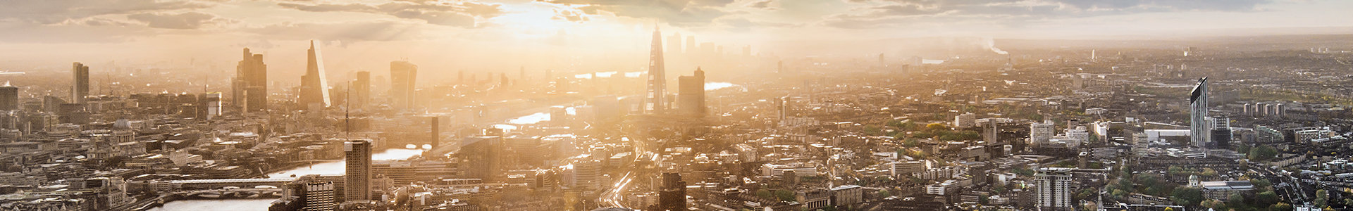 Bird's eye view looking down over Central London