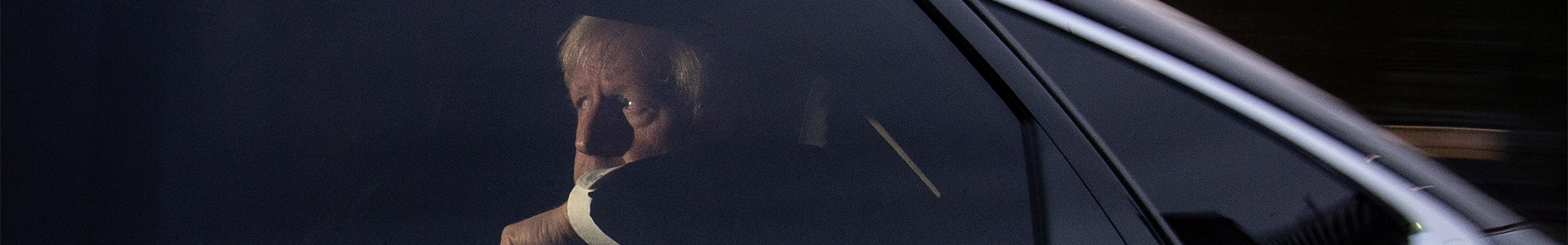 Boris Johnson in the back of a car