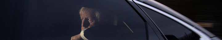 Boris Johnson in the back of a car