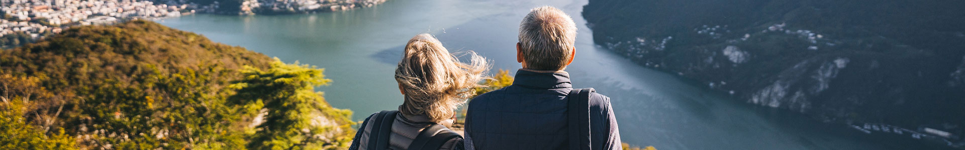 Older couple looking out over the mountains
