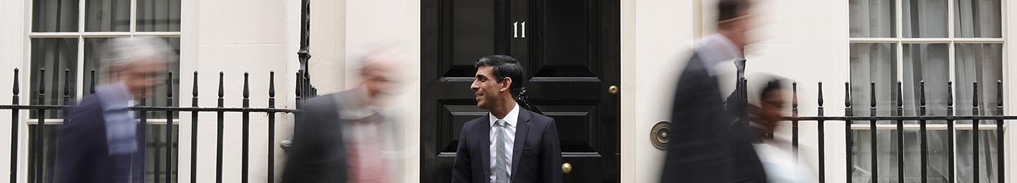 Rishi Sunak, Chancellor of the Exchequer, departs to deliver the annual Budget at Downing Street on March 11, 2020 in London