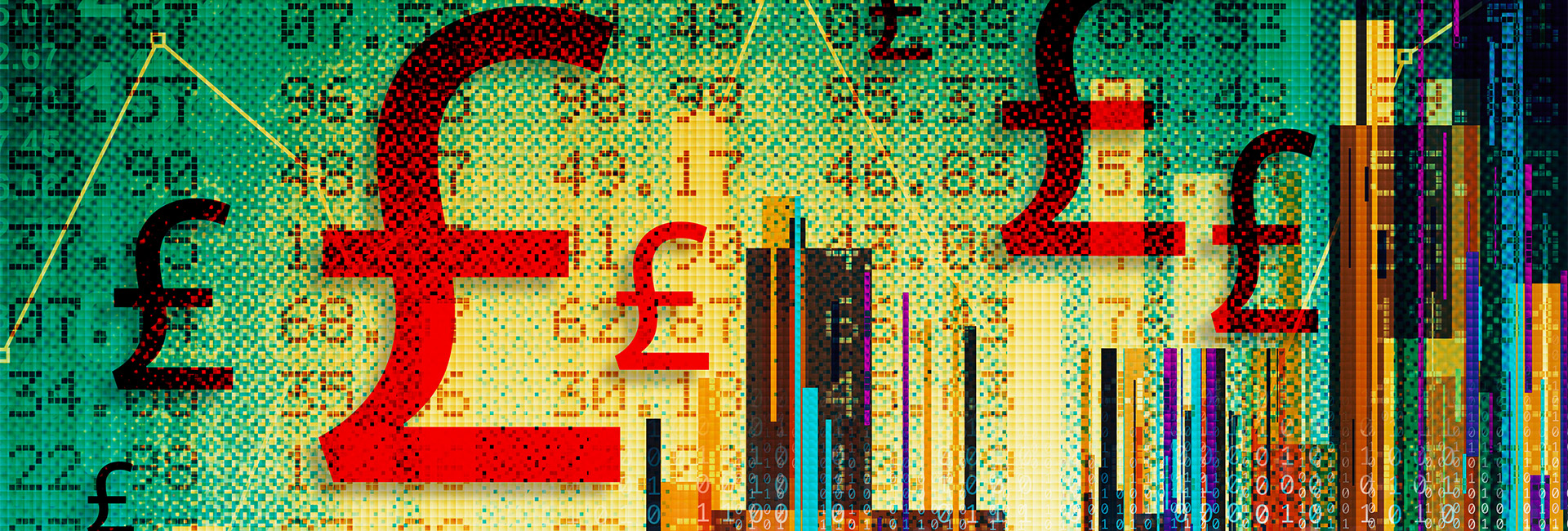 Graphic showing pound sterling symbols and rates