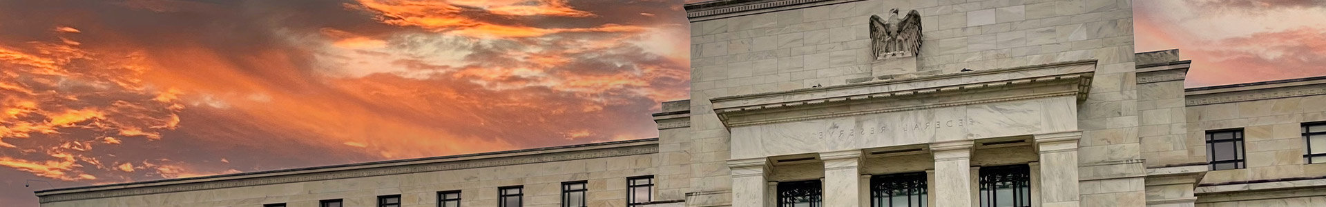 US Federal Reserve building at sunset
