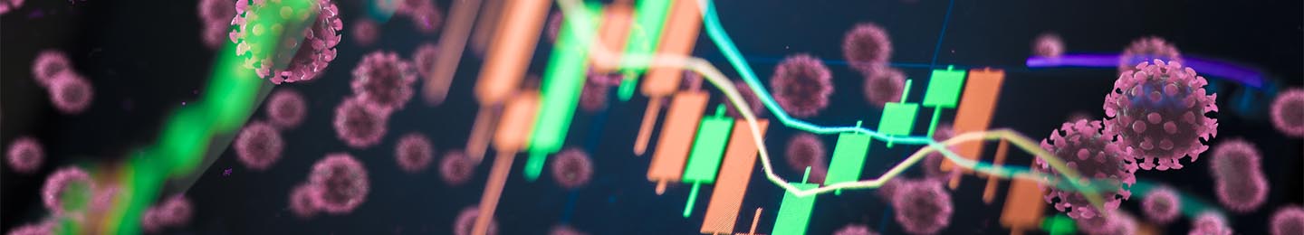 Covid-19 vaccine research overlayed on a market tracker