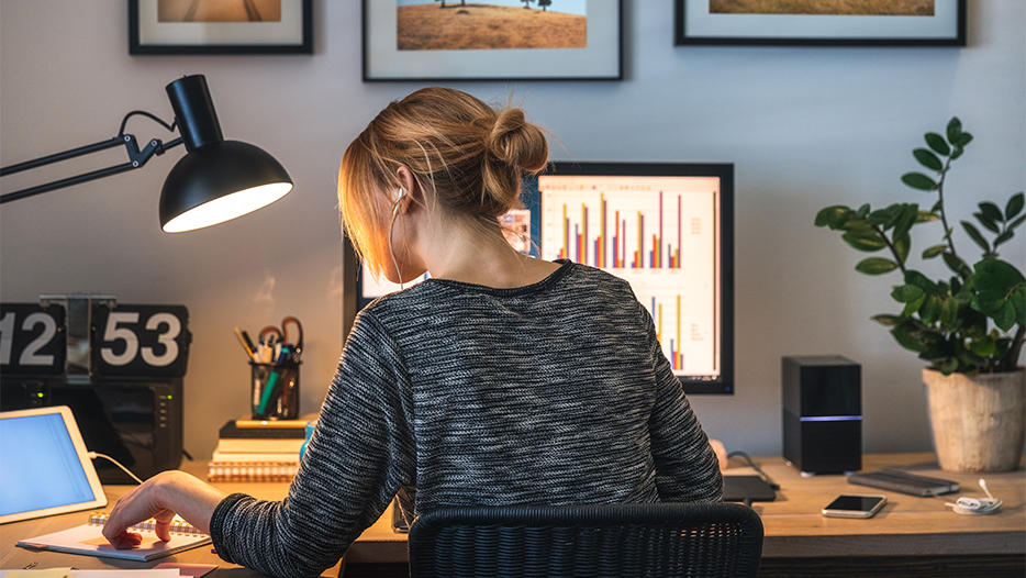 female working from home