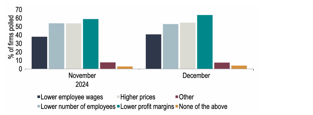 Chart 22: As per the DMP*, firms intend to respond to the employer NIC rise in a number of ways