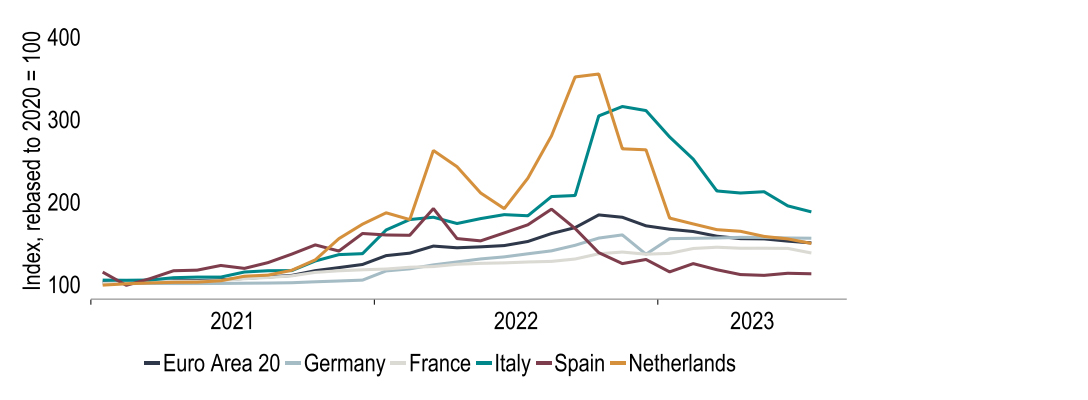 Chart 15: Household utility bills have evolved differently in the 5 biggest eurozone countries