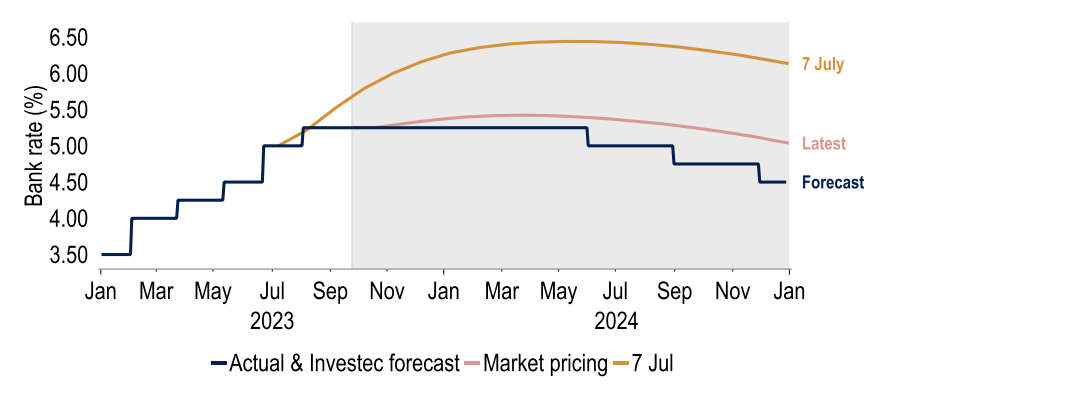 Chart 20:  Bank rate to fall faster than market expectations despite ‘Table Mountain’ profile?