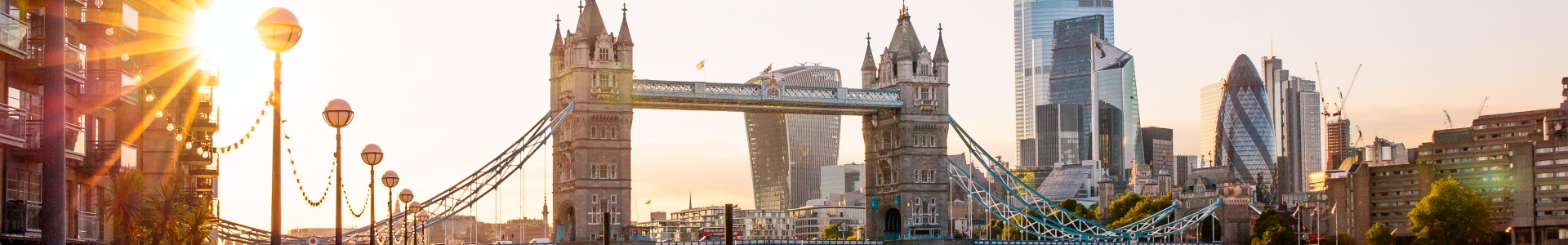 An image of the London cityscape at sunset