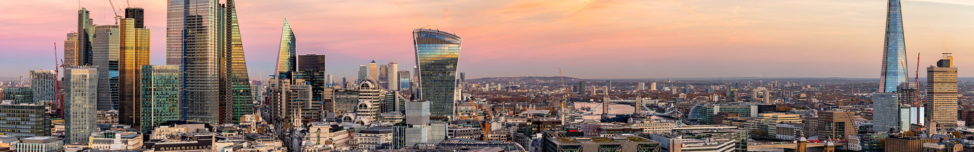 London skyline just after sunset