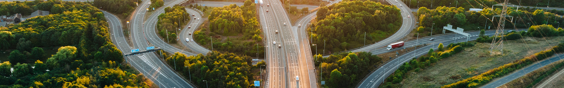 Multi road intersection viewed from above