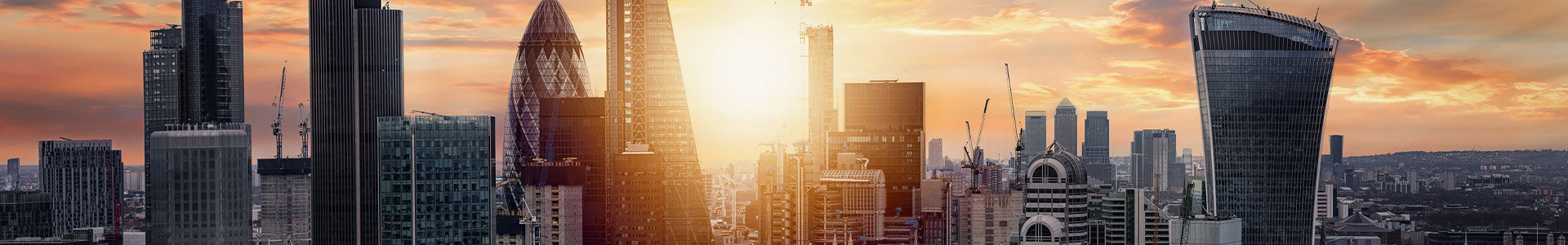 Sunrise over the London city skyline