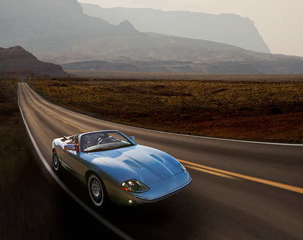 sports car on open road