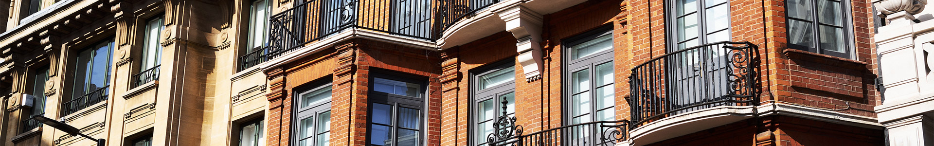 Close up flat windows and balconies