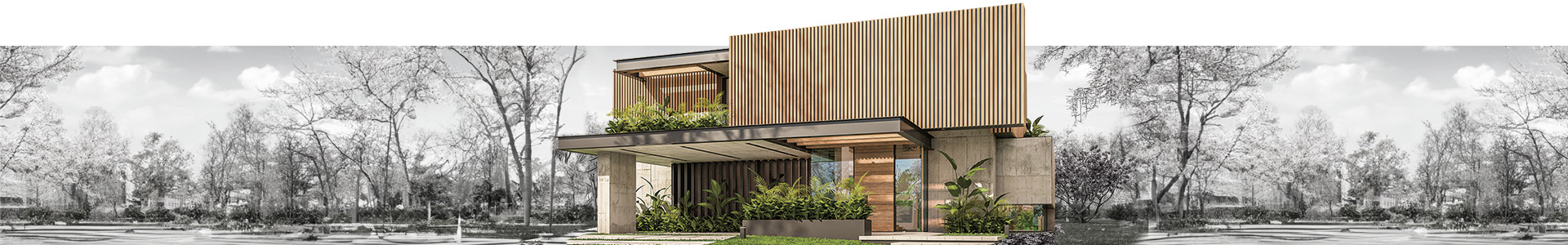 Modern styled home with wooden cladding