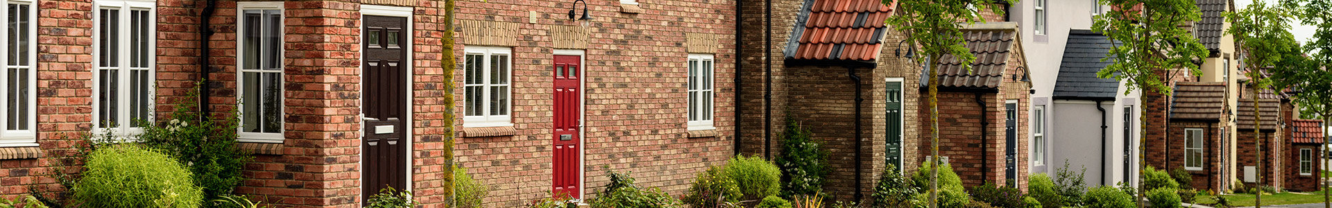 Close-up of terraced houses windows
