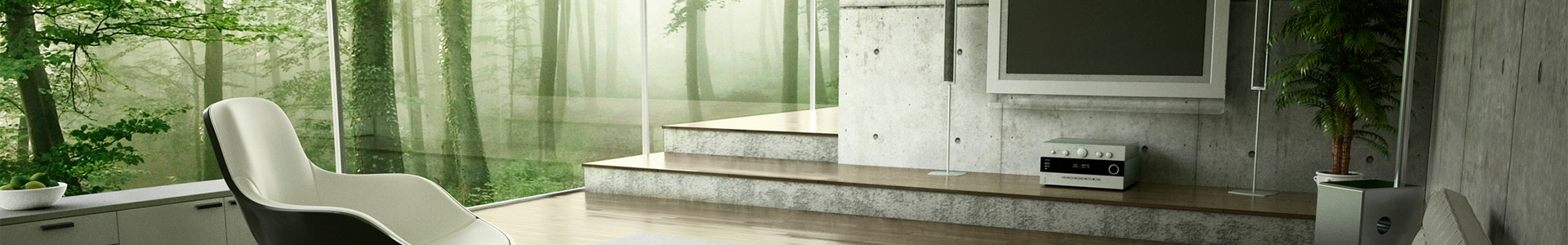 Lounge with woodland oustide the window