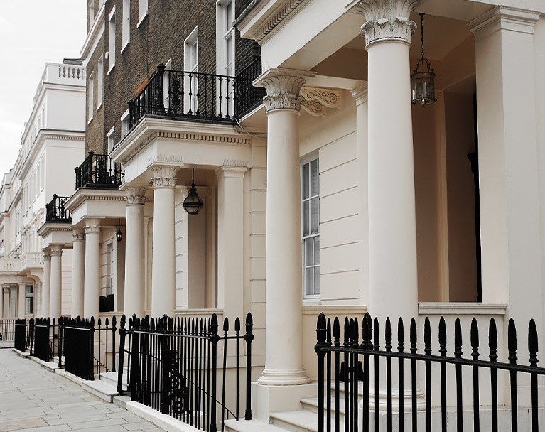 Entrances to terraced houses in London