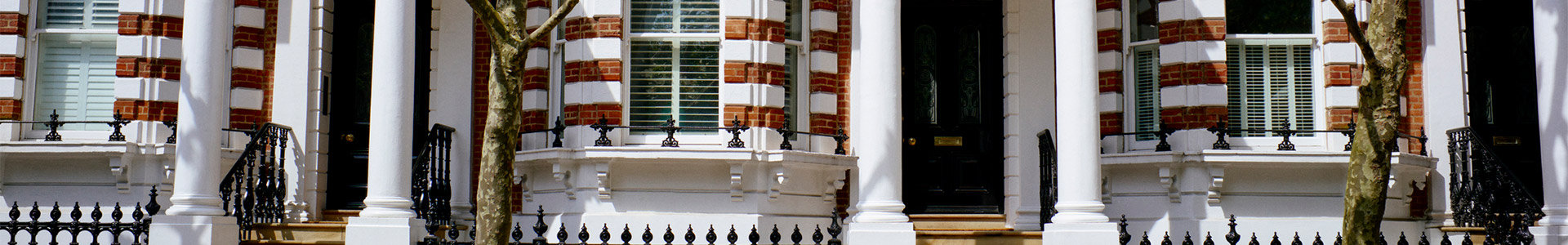 Front steps of a row of terraced houses in London