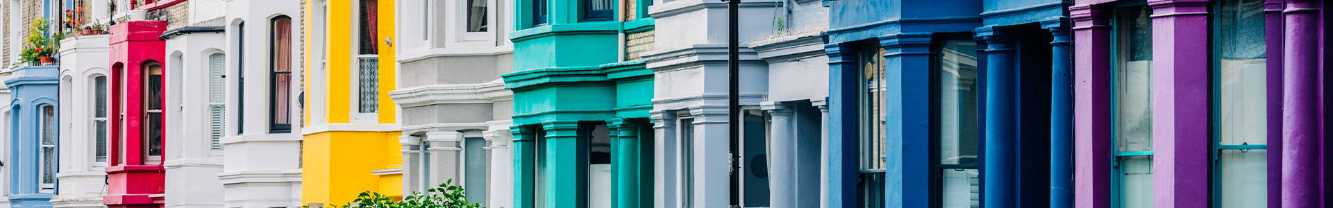 Row of colourful terraced houses