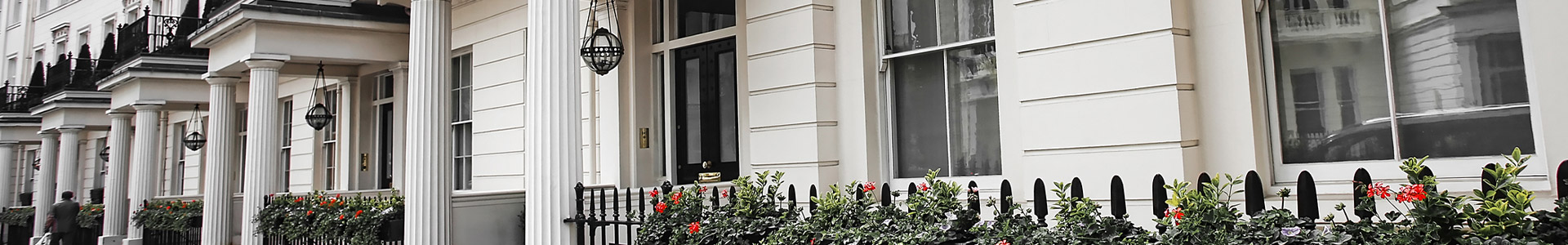 Front entrances of a row of terraced houses