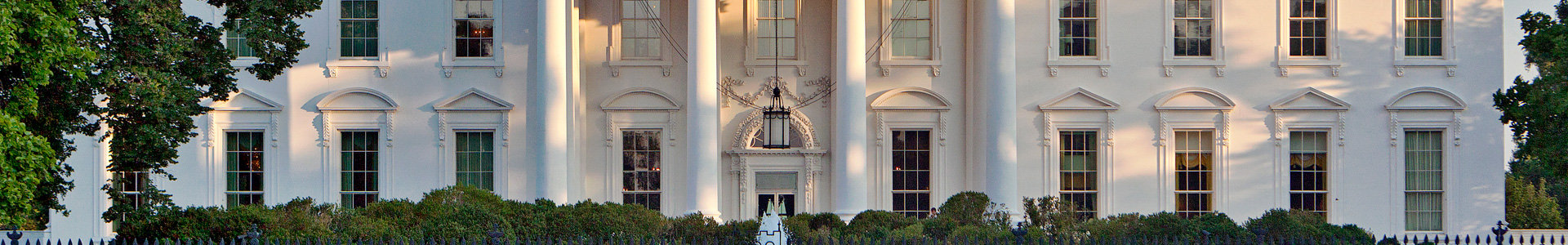 Close up of the front door of the white house