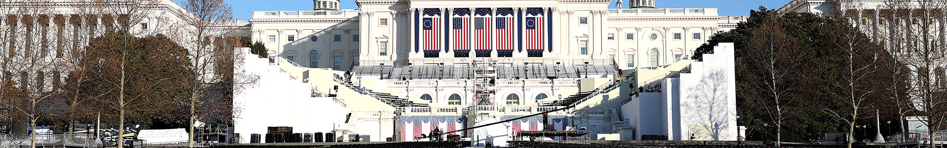 Stage being setup in front of the U.S. Capitol for the president's inauguration