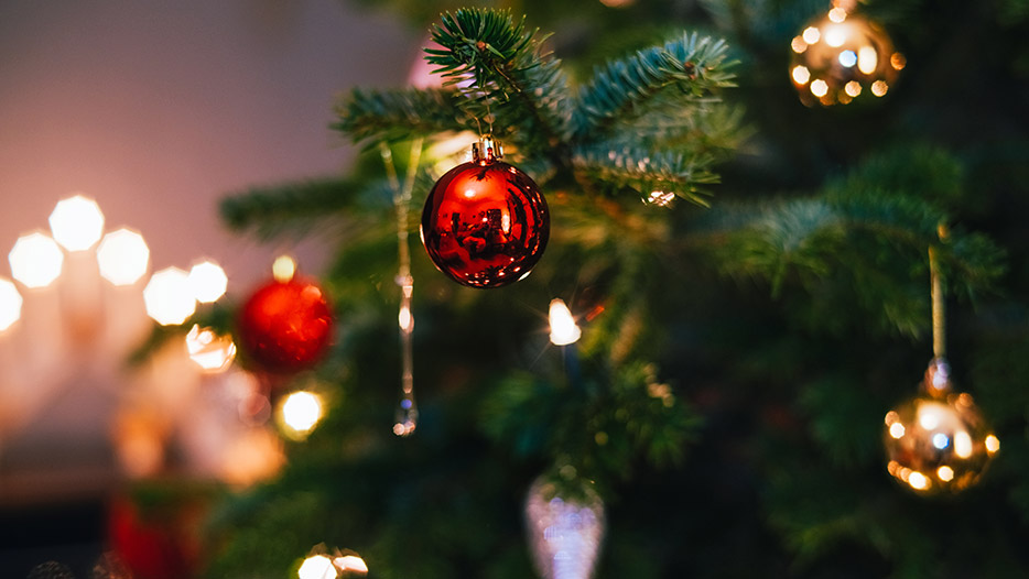 Christmas tree decoration hanging from a Christmas tree