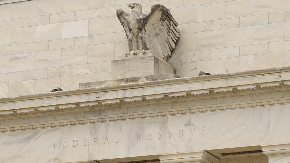 Close-up of eagle on the US Federal Reserve building