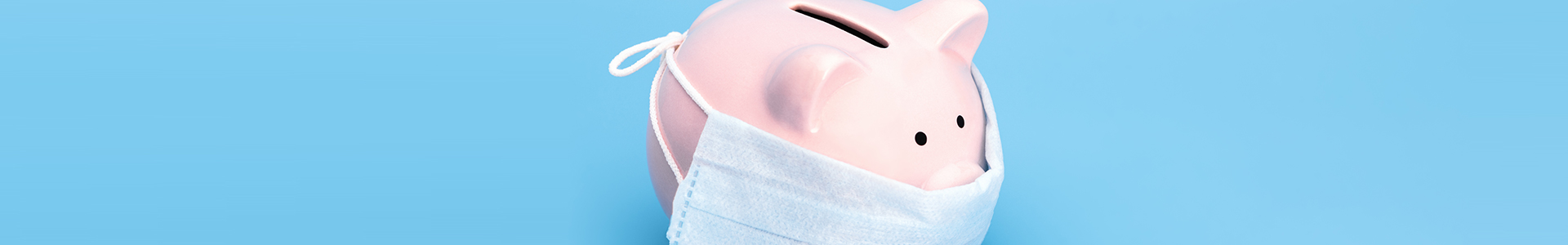 Pig money box wearing surgical mask