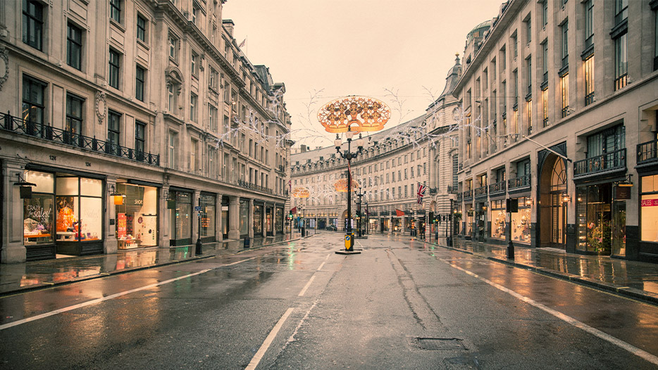 London street with shops