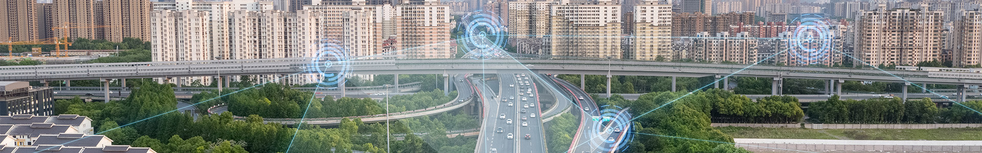 Motorway flyover with markers overlayed