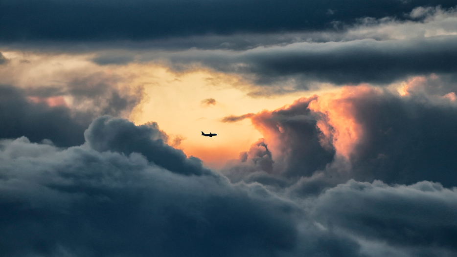 Plane in the middle of a storm
