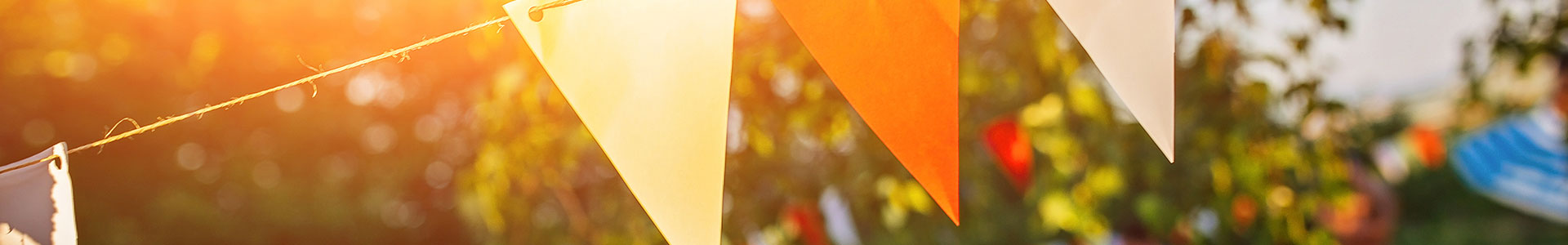 Flags and banners in a garden