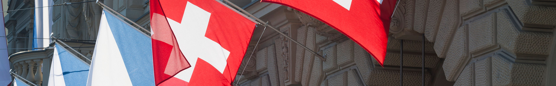Swiss flags outside Credit Suisse building