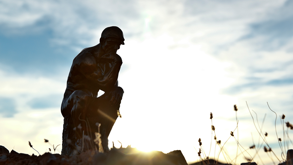Statue of a thinking man