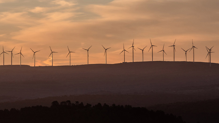 Wind turbines on hill