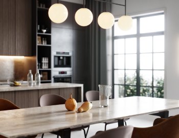 A kitchen table in a modern home