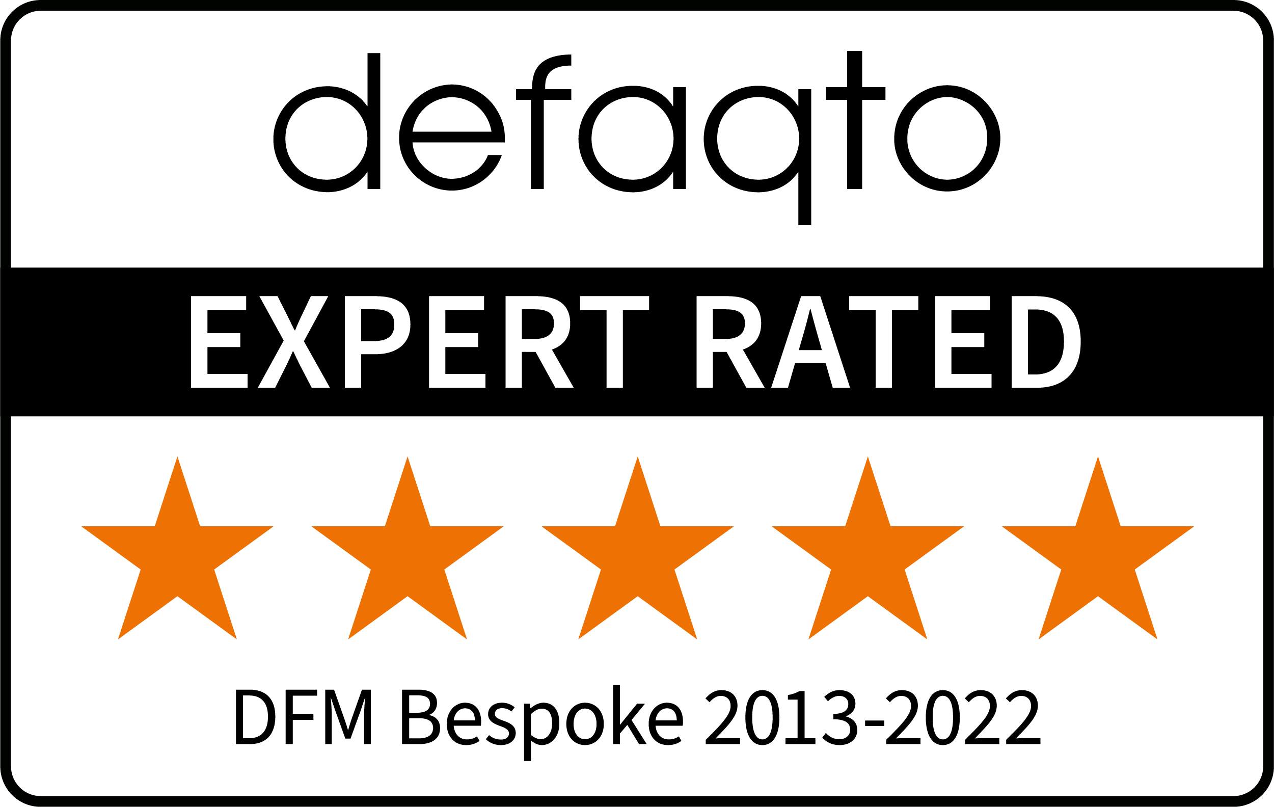5 star rating award for DFM Bespoke from defaqto
