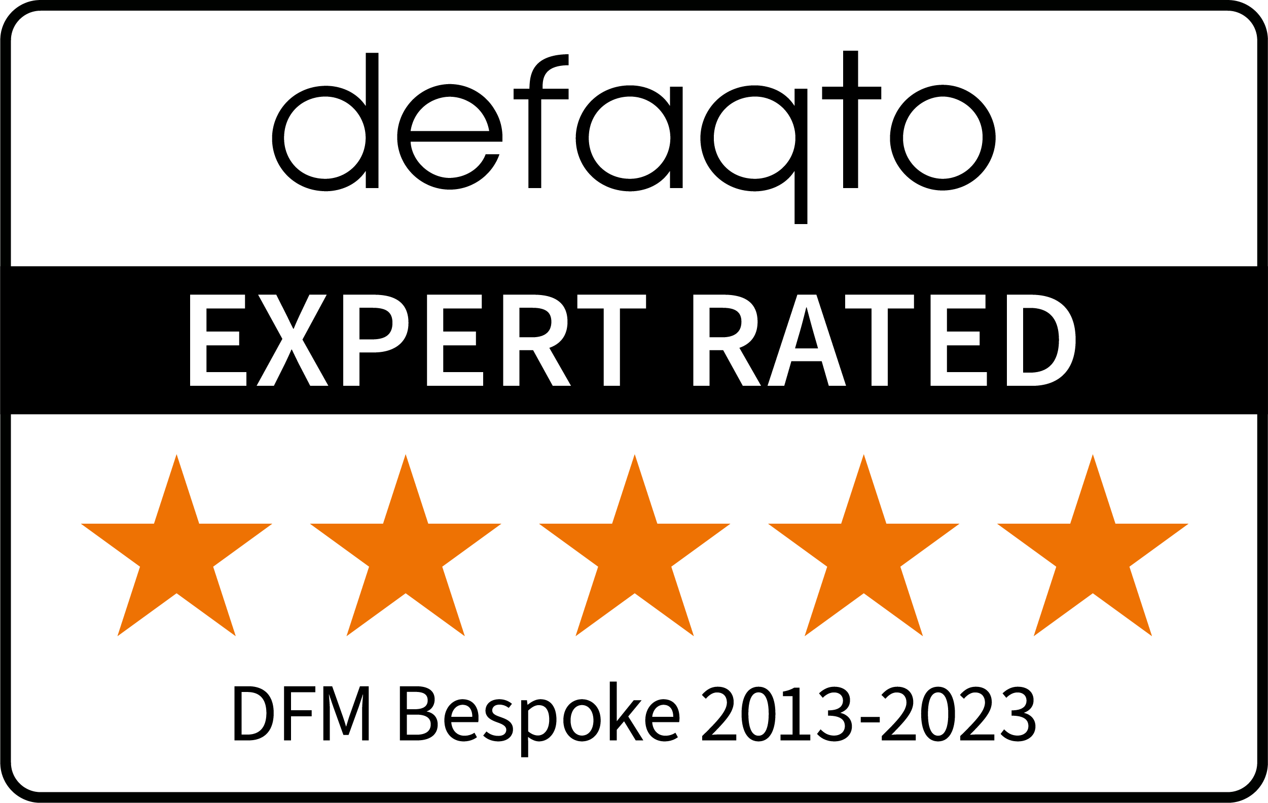  5 star rating award for DFM Bespoke from defaqto