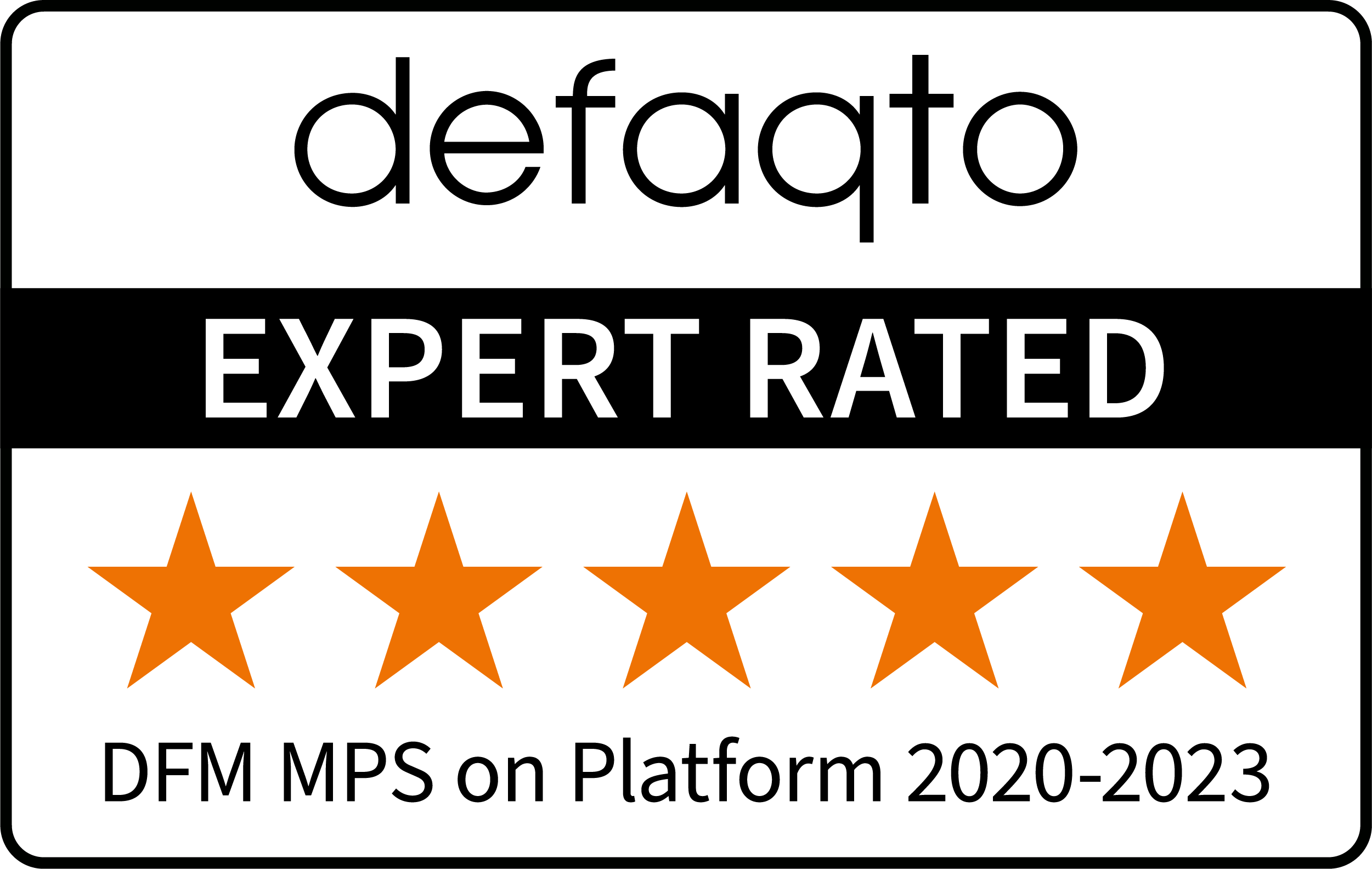 5 star rating award for DFM MPS on Platform from defaqto