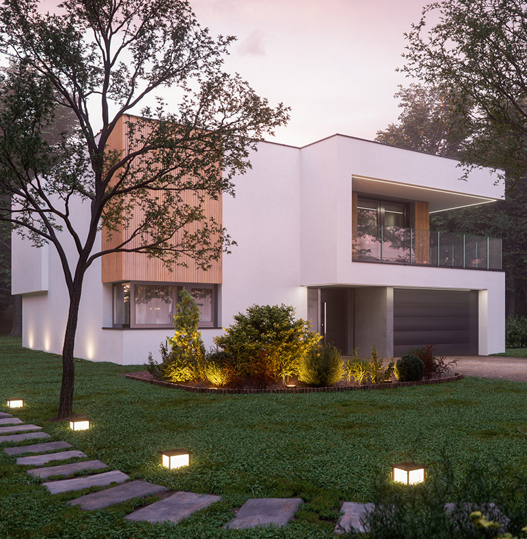 Luxury modern property in the UK built with trees around