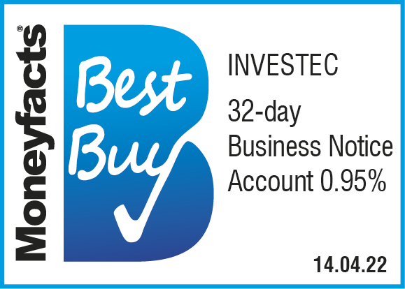 Business Moneyfacts Best Buy logo - Investec 32-day Business Notice Account 0.95%
