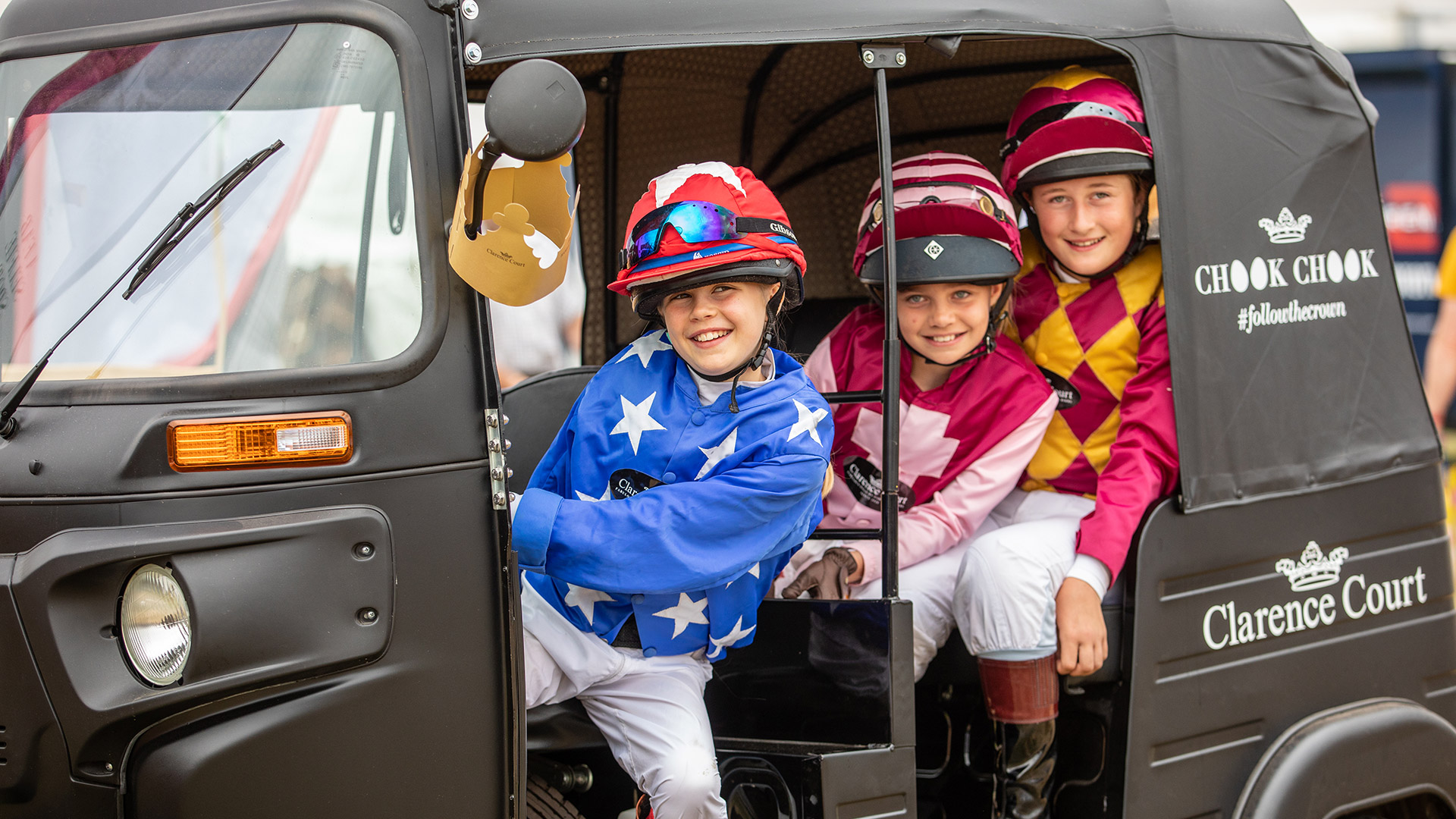 Sheltland Pony Grand National jockeys inside Clarence Court's Chook Chook