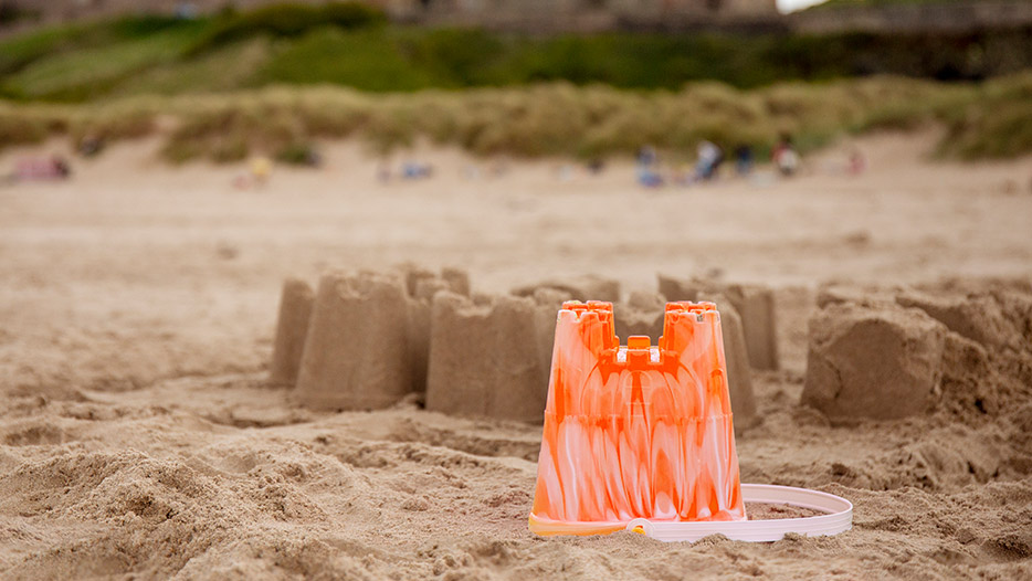 Sand castles on a beach
