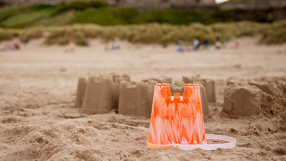 Sand castles on a beach