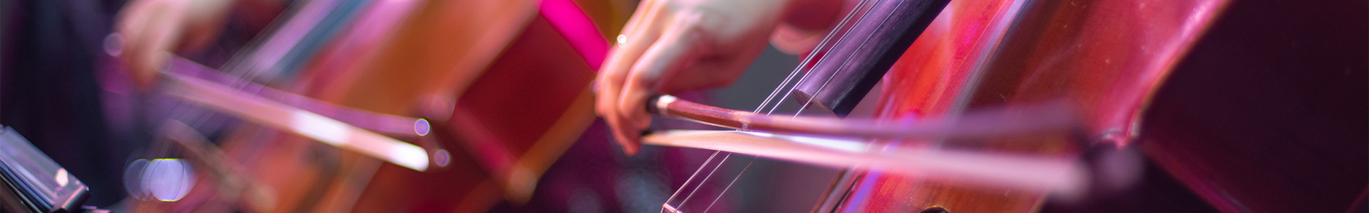 Close-up of chelos playing in an orchestra