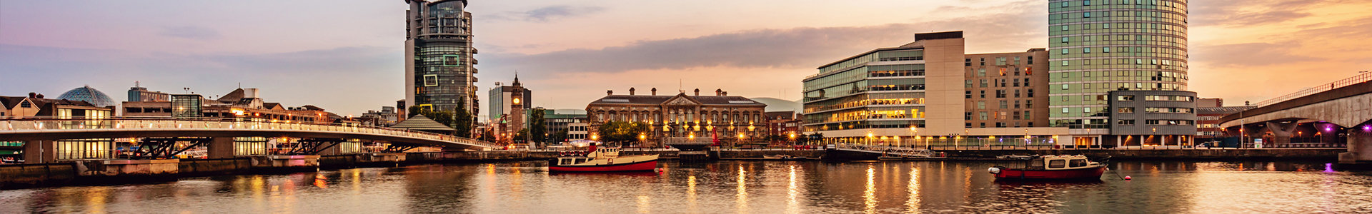 Panorama of Belfast River Lagan Waterfront Cityscape