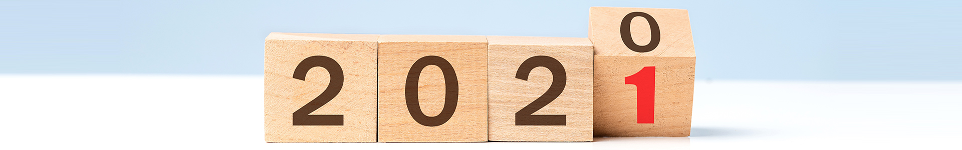 wooden building blocks showing 2020 changing to 2021