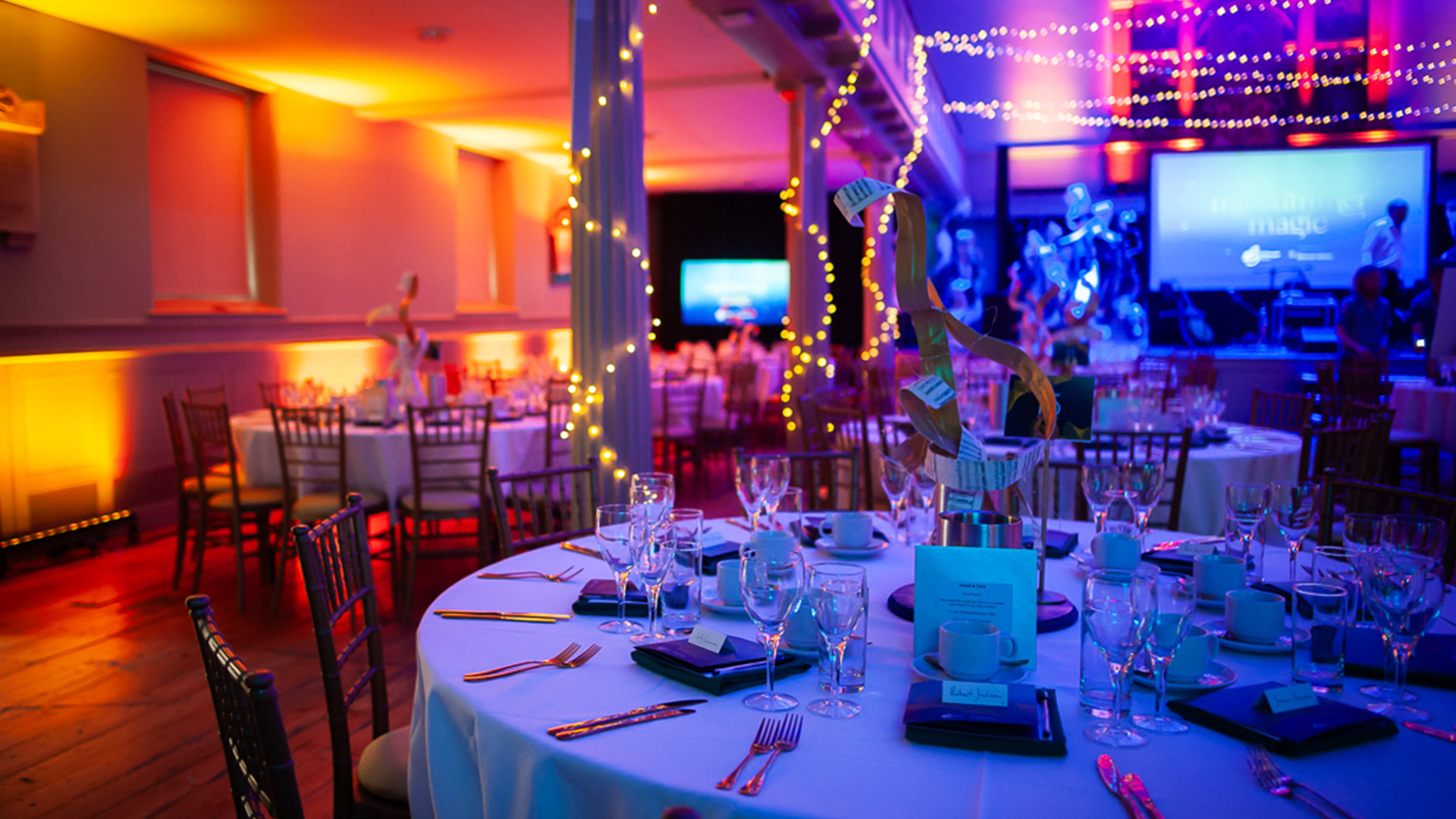 Table setup at the Midsummer Magic Gala dinner